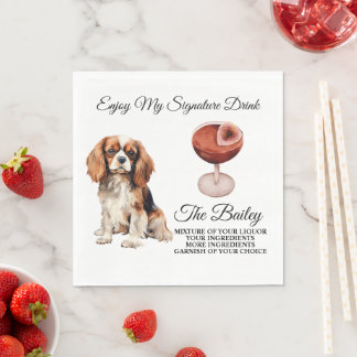King Charles Spaniel Wedding Signature Drink Napkin