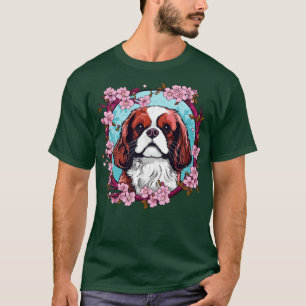 King Charles Spaniel with Cherry Blossom flowers T-Shirt
