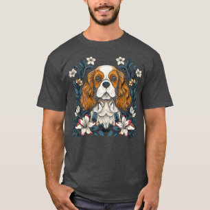 King Charles Spaniel with lilies illustration 1 T-Shirt
