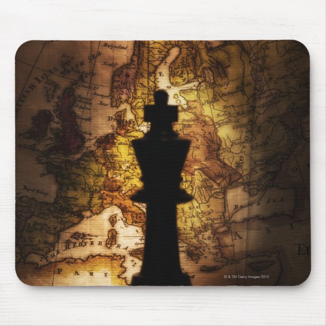 King chess piece on old world map mouse pad (Front)