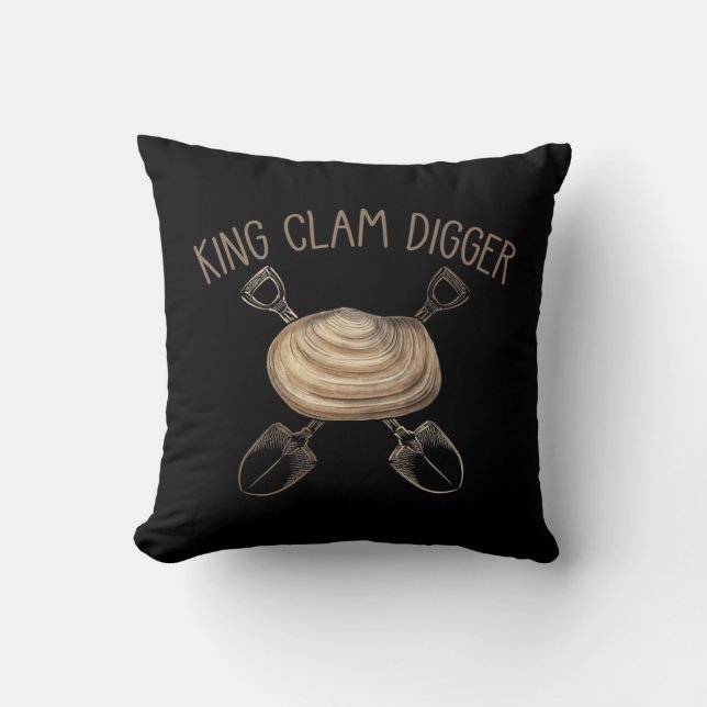 King Clam Digger Beach Shell Digging Ocean Cushion (Front)