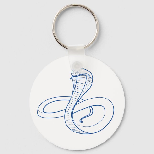 King Cobra Snake Blue Boa Venomous  Key Ring (Front)