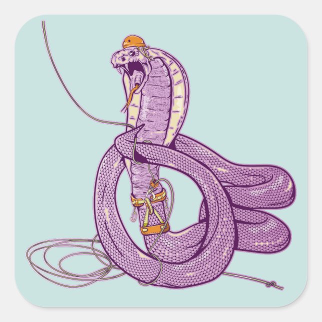 King Cobra Snake Rock Climbing Square Sticker (Front)
