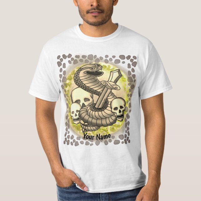 King Cobra Sword Skull  T-Shirt (Front)