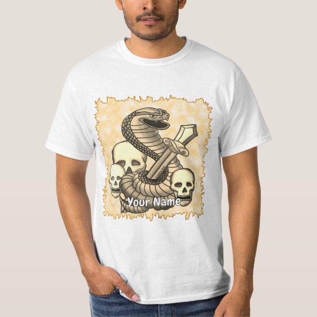 King Cobra Sword Skull  T-Shirt (Front)