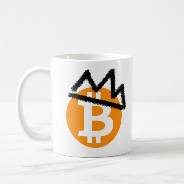 KING COIN_Black Graffiti Crown Bitcoin Coffee Mug (Left)