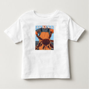 King Crab and Fisherman Vintage Travel Poster Toddler T-Shirt