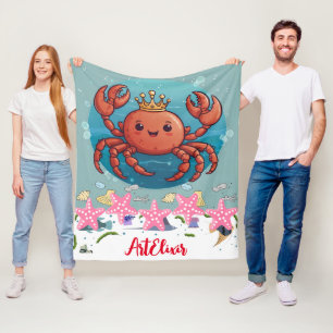 King Crab Princess Print Fleece Blanket