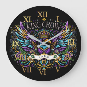 King Crow Colorful Graphic Large Clock