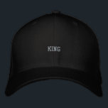 King Custom Black Versatile Headwear Style-Hat  Embroidered Hat<br><div class="desc">Step into authority with the “KING” text printed on this black Flexfit wool cap,  built for bold personalities. The clean design delivers a strong visual impact without being loud. 

Perfect for those who carry confidence naturally in their everyday style.</div>