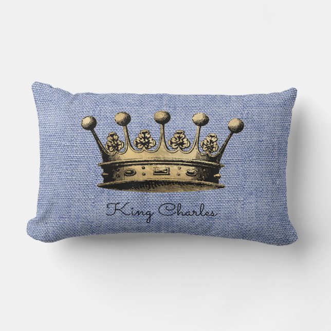 King Custom Name Royal Gold Crown Decor Lumbar Cushion (Front)