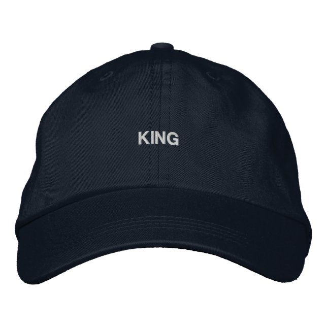 KING custom Navy Premium Quality-Hat Cotton Mens Embroidered Hat (Front)