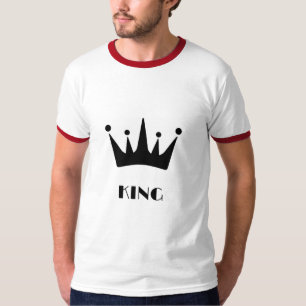 KING Custom Text Black Colour Crown Basic Ringer  T-Shirt