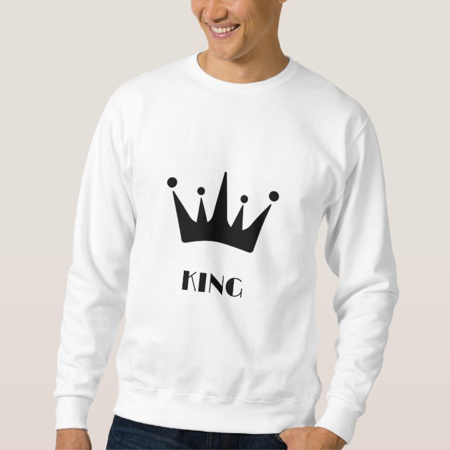 KING Custom Text Black Colour Crown Men's Basic  Sweatshirt (Front)