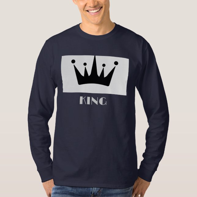 King Custom Text Crown Image Navy Blue Long Sleeve T-Shirt (Front)