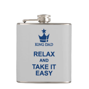King Dad relax and take it easy blue hip flask