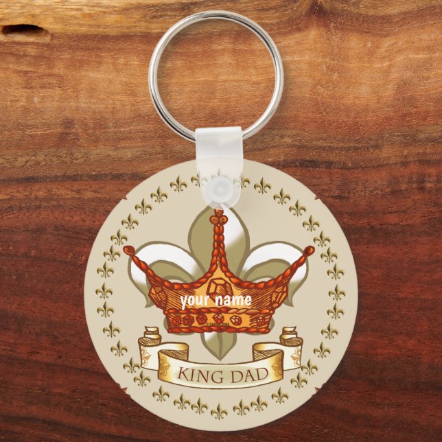 King Dad Royal Crown custom name Key Ring (Front)