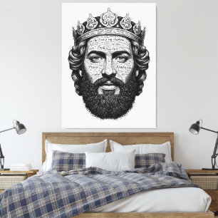 King David Calligraphy Portrait - Vintage Script Canvas Print