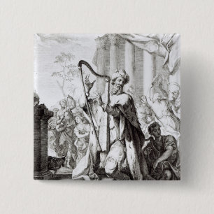 King David Playing the Lyre 15 Cm Square Badge
