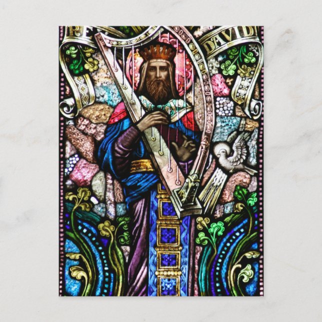 King David Stained Glass Art Postcard (Front)
