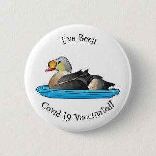 King eider bird cartoon illustration 6 cm round badge