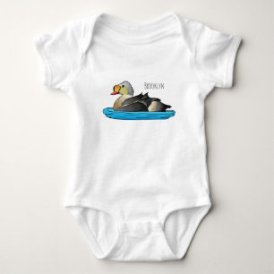 King eider bird cartoon illustration baby bodysuit