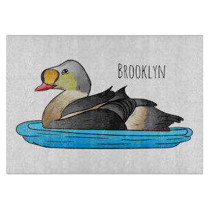 King eider bird cartoon illustration cutting board