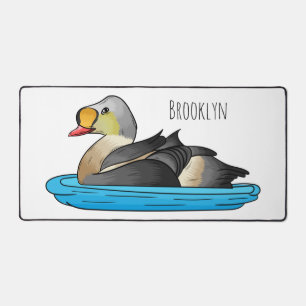 King eider bird cartoon illustration desk mat
