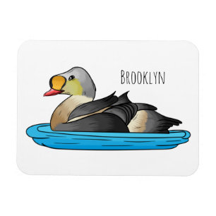 King eider bird cartoon illustration magnet