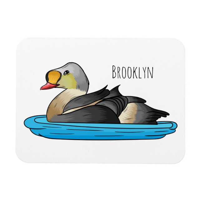 King eider bird cartoon illustration magnet (Horizontal)