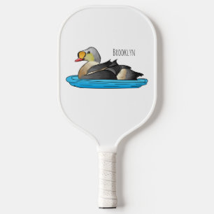 King eider bird cartoon illustration pickleball paddle