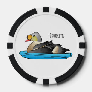 King eider bird cartoon illustration poker chips