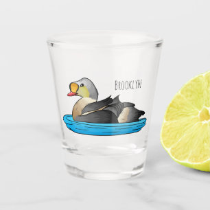 King eider bird cartoon illustration shot glass