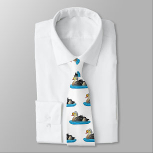 King eider bird cartoon illustration tie