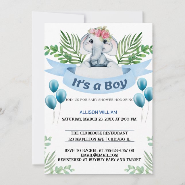 King Elephant Crown Prince Celebration Invitation (Front)