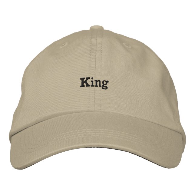 King Embroidered Baseball Hat - Khaki Custom Cap G (Front)