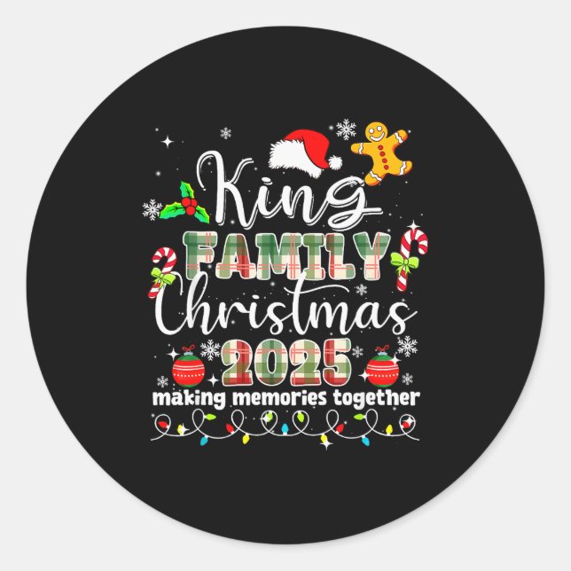 King Family Christmas 2025 Matching Santa Tee Xmas Classic Round Sticker (Front)