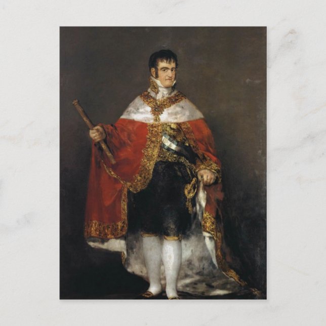 King Ferdinand VII of Spain in his robes of state, Postcard (Front)
