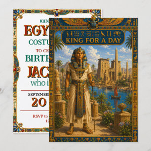 King For A Day Egyptian Pharaoh Birthday Invitation