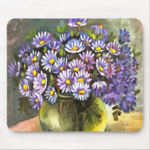 King George Asters In A Metallic Vase Mouse Pad