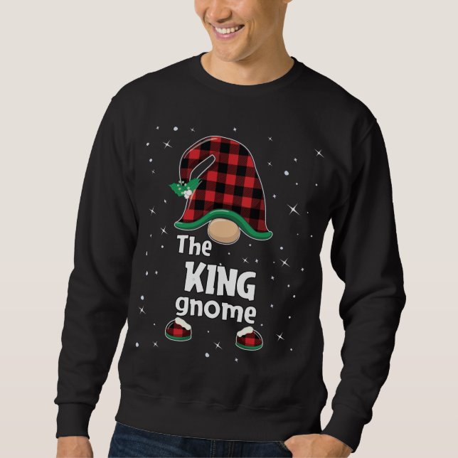 King Gnome Buffalo Plaid Matching Christmas Pajama Sweatshirt (Front)