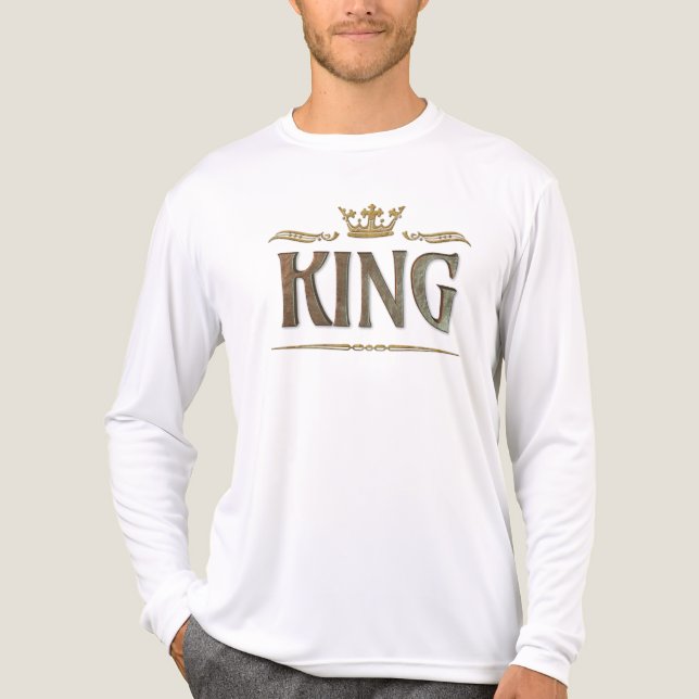 KING - Grand Mediaeval Royal Crown Lettering Tri-Blend Shirt (Front)
