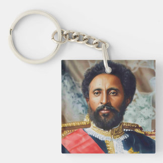 King Haile Selassie Oil Painting Key Ring