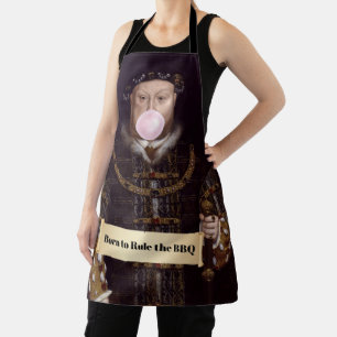 King Henry VIII Blowing Pink Bubble Gum Apron