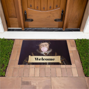 King Henry VIII Blowing Pink Bubble Gum Doormat