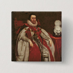 King James I of England and VI of Scotland, 1621 15 Cm Square Badge