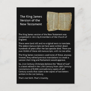 king james version of the new testament postcard