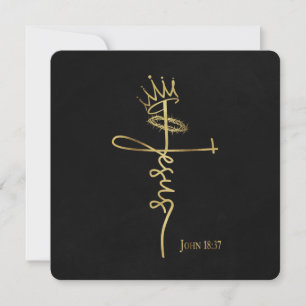 KING JESUS Elegant Black Flat Christian Christmas  Card
