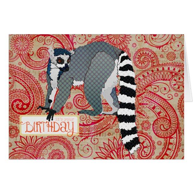 King Julian Red Boho Birthday  Card (Front Horizontal)