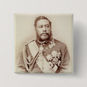 King Kalakaua (1836-91), late c19th (sepia photo) 15 Cm Square Badge